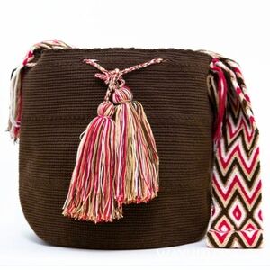 Wayuu Tribe Rio Wayuu Bag Brown Boho Bucket Tassel Crochet